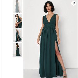 Lulu's, forest green gown, size M (used once in friends wedding)